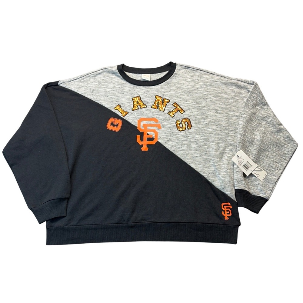G-III 4Her San Francisco Giants Sequin Colorblock Sweatshirt Womens L New
